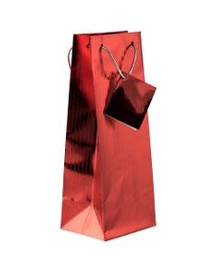 Red Foil Vertical Pinstripe 5 x 3 1/2 x 13 Wine Gift Bag