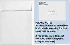 White 28lb A7 Vertical Invitation Envelopes (5 1/4 x 7 1/4) with Peel & Seal