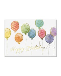 Happy Birthday Colorful Balloons Cards - Pack of 25