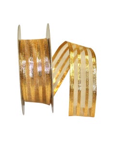 Gold Metallic Stripe 1 1/2 inch x 50 yards Ribbon