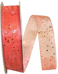 Coral 5/8 In. x 25 Yds. Sheer Ribbon