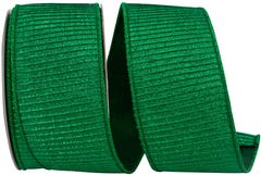 Emerald Pleated Metallic 2 1/2 Inch x 10 Yards Wired Edge Ribbon