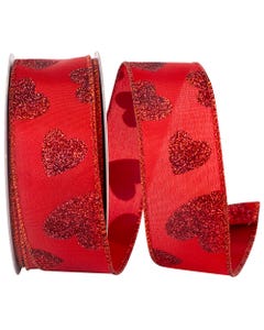 Red/Red Glitter 1 1/2 Inch x 20 Yards Holiday Ribbon