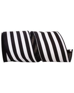 Black/White Striped 4 Inch x 5 Yards Design Ribbon