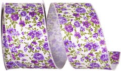 Lilac with Roses 2 1/2 Inch x 10 Yards Spring Ribbon