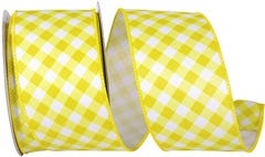Yellowith White Diagonal 2 1/2 Inch x 10 Yards Spring Ribbon