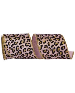Rose Gold Leopard 4 Inch x 10 Yards Miscellaneous Ribbon