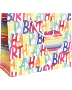 Rainbow Birthday Large 12 1/2 x 10 x 5 Gift Bag - Pack of 120