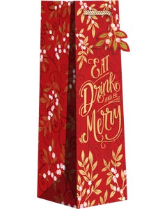 Holiday Floral Bottle 4 1/2 x 4 1/2 x 14 Gift Bag - Pack of 120