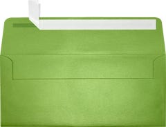 Lime Green Metallic 32lb #10 Square Flap Envelopes (4 1/8 x 9 1/2) with Peel & Seal