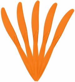 Orange Plastic Knives - 100 Pack