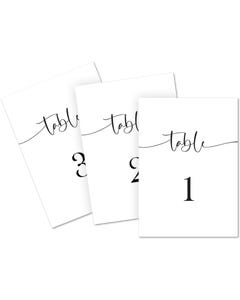 5 x 7 Table Number Flat Cards - White with Black - Pack of 25