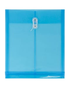 Blue Letter Open End 9 3/4 x 11 3/4 Button String Plastic Envelope