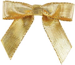 Gold Lame 5/8 Inch Twist Tie Bows - 100 Pack