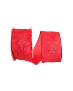 Hot Red Wired 2 1/2 Inch x 10 Yards Burlap Ribbon