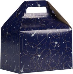 Purple Shooting Star Design Gable Gift Box - Medium - 3.88 x 7.94 x 5.25