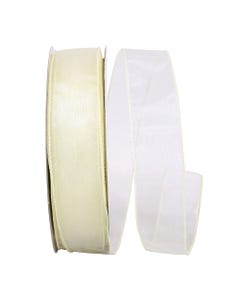 Ivory Wired Edge 1 1/2 Inch x 50 Yards Sheer Ribbon