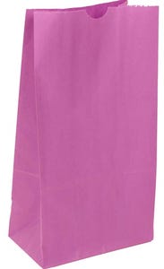Fuchsia Paper Lunch Bags - Large - 6 x 11 x 3 1/2