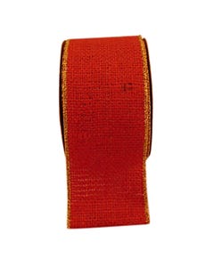 Holiday Red Wired 2 1/2 Inch x 10 Yards Burlap Ribbon