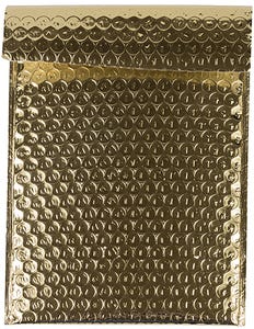6 1/4 x 9 1/2 Bubble Mailer with Hook and Loop Closure - Gold Metallic