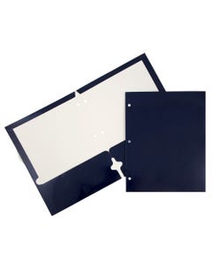 Navy Blue Glossy 3 Hole Punch Folders