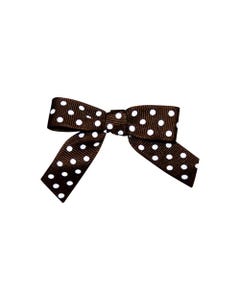 Brown with White Polka Dots 5/8 inch x 100 pieces Twist Tie Bows