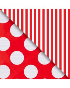 Red Dot & Stripe Double Sided Wrapping Paper Roll 208 ft x 24 in (416 sq ft)
