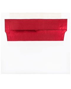 A9 Foil Lined Invitation Envelopes (5 3/4 x 8 3/4) - White with Red Foil