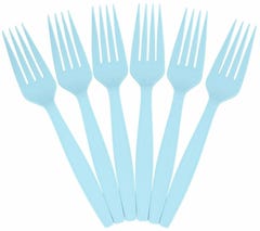 Aqua Blue Plastic Forks - 100 Pack