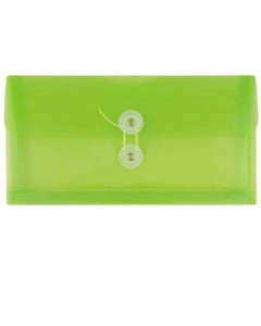 Lime Green Button & String Plastic Envelope - #10 Business 5 1/4 x 10
