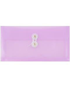 Lilac Purple Button & String Plastic Envelope - #10 Business 5 1/4 x 10
