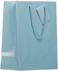 Baby Blue Glossy Gift Bag - Medium - 8 x 10 x 4