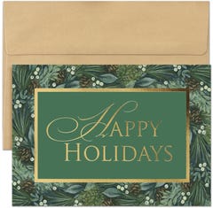 Green Pine Bough Holiday Cards