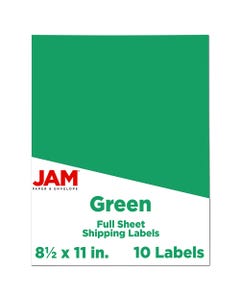 Green 8 1/2 x 11 Full Page Labels 10 labels per Pack