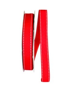 Red Saddle Stitch 7/8 inches x 50 yards Grosgrain Ribbon