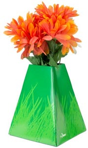 Green Grass Design Paper Pop Flower Vases - 3 Pack