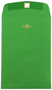 Holiday Green 32lb 6 x 9 Open End Envelopes with Clasp