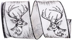 Deer Antler Black and White 2 1/2 Inch x 10 Yards Ribbon