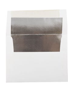 A2 Invitation Envelopes (4 3/8 x 5 3/4) - White with Silver Foil