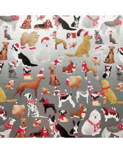 Santa's Helper Dogs Bulk Christmas Wrapping Paper - 834 Sq Ft