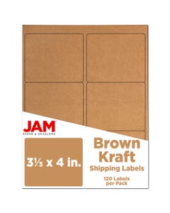 Brown Kraft 3 1/3 x 4 Labels 120 labels per Pack