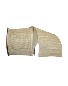 Ivory Wired 4 Inch x 10 Yards Burlap Ribbon