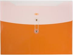 Orange Two-Tone Button & String Plastic Envelope - Letter Booklet 9 3/4 x 13