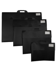 Black Thin Portfolio with Handle Assorted Sizes Plastic Portfolio