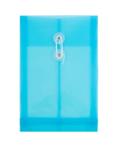 Blue 6 1/4 x 9 1/4 Open End Button String Plastic Envelope