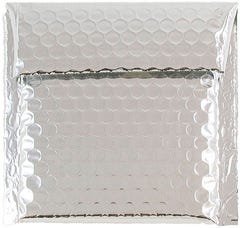 5 1/2 x 6 1/2 Bubble Mailer with Hook and Loop Closure - Silver Metallic