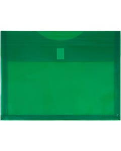 Green Letter Booklet 9 3/4 x 13 VELCRO Brand Closure Plastic Envelope with 1" Expansion