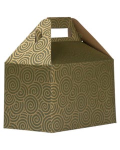 Green with Gold Swirl Medium 3 7/8 x 7 15/16 x 5 1/4 Gable Gift Boxes