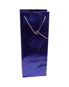 Blue Foil Vertical Stripe 5 x 4 x 12 3/4 Wine Gift Bag