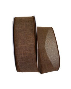 Chocolate Brown Linen Wired 50 Yard Ribbon Roll 2 1/2" Wide Ribbon